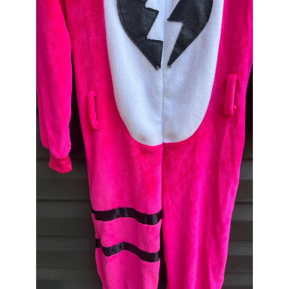 Fortnite Cuddle Team Leader Pink Bear Costume Hooded Bodysuit Youth Large 10-12